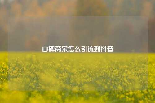 口碑商家怎么引流到抖音